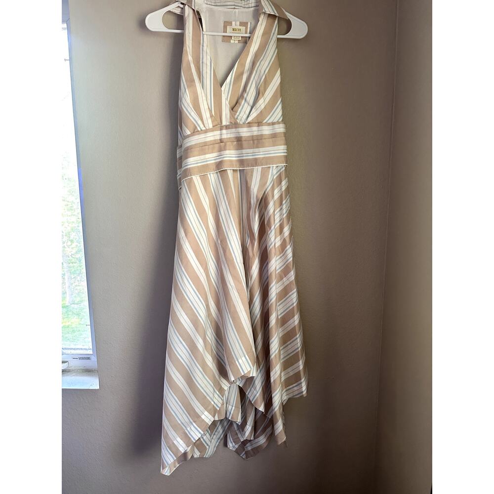 Maeve by Anthropologie Handkerchief Wrap Midi Dress Striped - Size 12